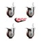 Service Caster 4 Inch Maroon Poly Wheel Swivel 3/4 Inch Square Stem Caster Set Total Lock Brake SCC-SQTTL20S414-PPUB-MRN-34-4 - alternate 3